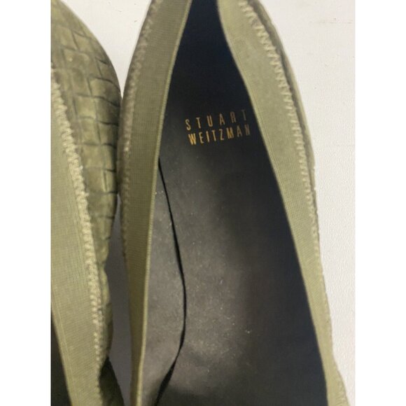 Stuart Weitzman Womens Shoe Size 8.5N Suede Green Textured Wedges Pumps Normcore - Picture 11 of 12